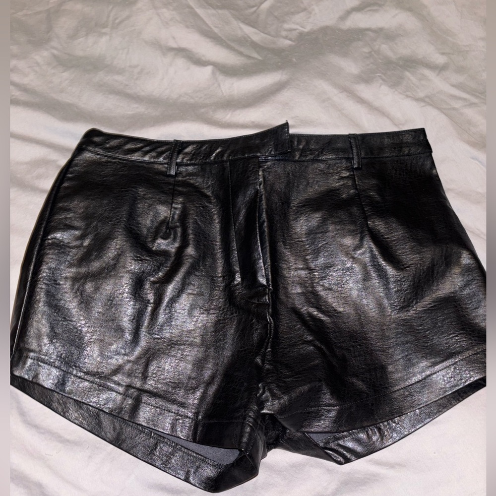 Princess Polly Black Leather Women's Shorts